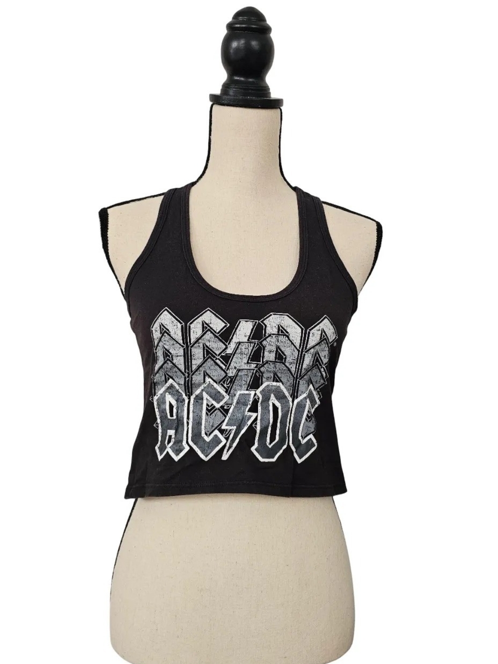 AC/DC Black Graphic Racerback Crop Tank
